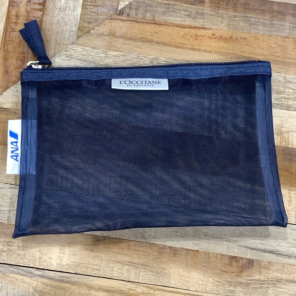 ANA All Nippon Airways Business Class L'Occitane Mesh Amenity Pouch Navy